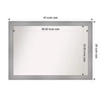 Specchio da parete per bagno Flair non smussato 40" x 28" Nichel lucido - Amanti Art: include l'hardware per il montaggio