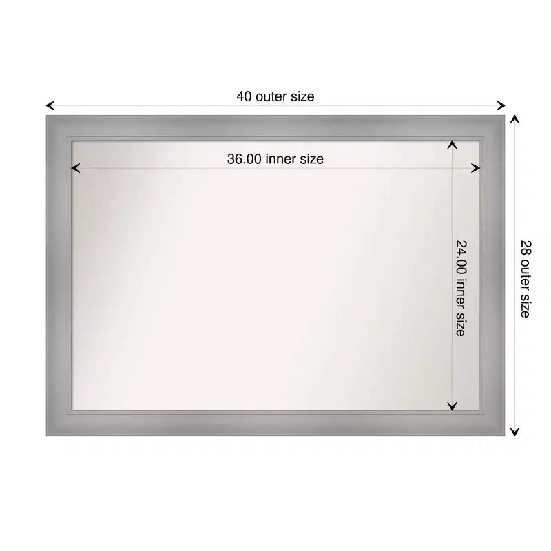 Specchio da parete per bagno Flair non smussato 40" x 28" Nichel lucido - Amanti Art: include l'hardware per il montaggio