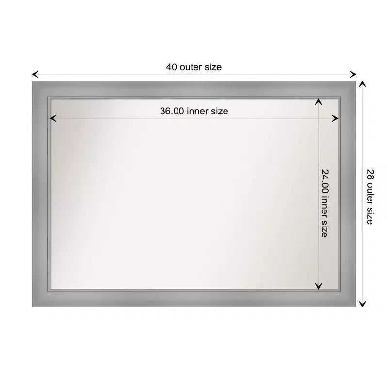 Specchio da parete per bagno Flair non smussato 40" x 28" Nichel lucido - Amanti Art: include l'hardware per il montaggio