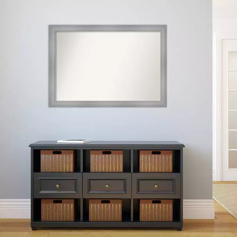 Specchio da parete per bagno Flair non smussato 40" x 28" Nichel lucido - Amanti Art: include l'hardware per il montaggio