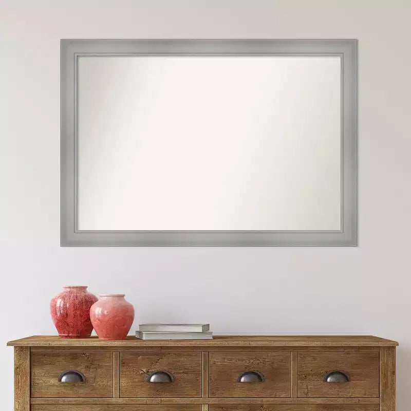 Specchio da parete per bagno Flair non smussato 40" x 28" Nichel lucido - Amanti Art: include l'hardware per il montaggio