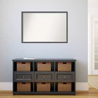 Specchio da Parete Sottile da Bagno in Eva non smussato da 38" x 26" Nero - Amanti Art: Cornice in polistirolo, montaggio a parete
