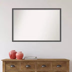 Specchio da Parete Sottile da Bagno in Eva non smussato da 38" x 26" Nero - Amanti Art: Cornice in polistirolo, montaggio a parete