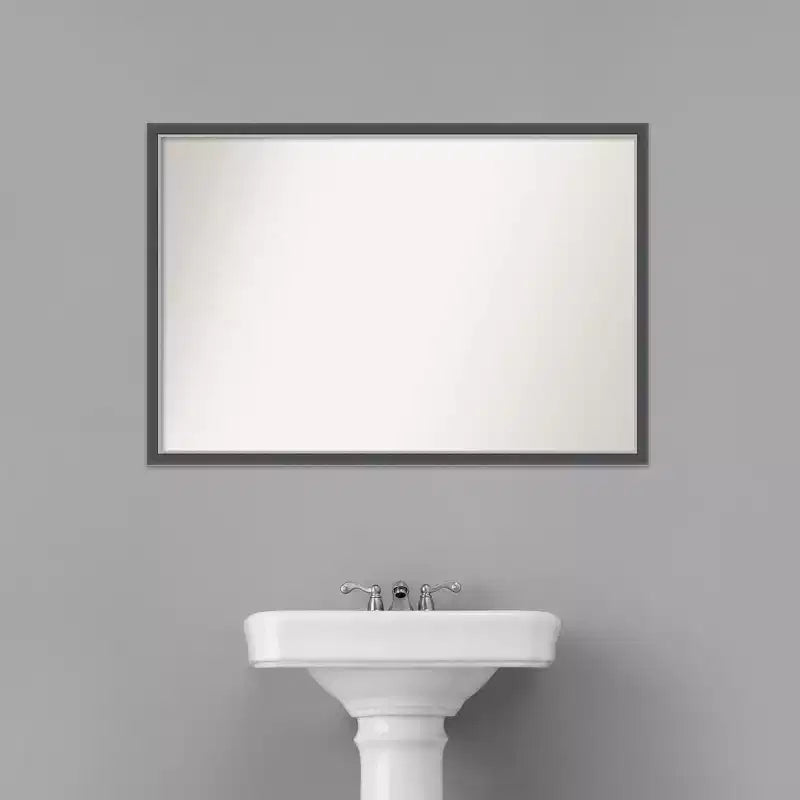Specchio da Parete Sottile da Bagno in Eva non smussato da 38" x 26" Nero - Amanti Art: Cornice in polistirolo, montaggio a parete