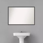 Specchio da Parete Sottile da Bagno in Eva non smussato da 38" x 26" Nero - Amanti Art: Cornice in polistirolo, montaggio a parete
