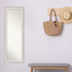 Specchio a figura intera 19" x 53" senza smussatura Trio White Wash Silver da appendere alla porta - Amanti Art: Cornice in polistirene, include hardware per il montaggio