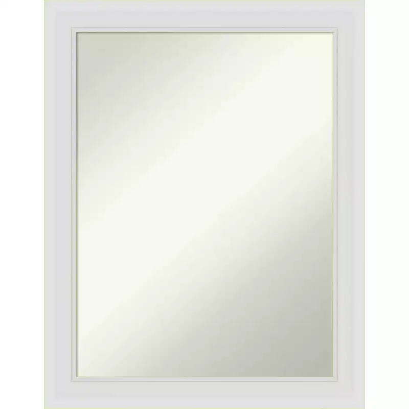 22" x 28" Non-Beveled Flair Soft White Narrow Wall Mirror - Amanti Art: Modern Rectangle, Includes Mounting Hardware