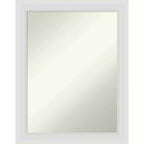 22" x 28" Non-Beveled Flair Soft White Narrow Wall Mirror - Amanti Art: Modern Rectangle, Includes Mounting Hardware