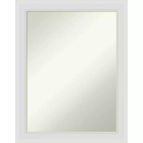 22" x 28" Non-Beveled Flair Soft White Narrow Wall Mirror - Amanti Art: Modern Rectangle, Includes Mounting Hardware