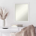 Specchio da parete senza smussatura Flair Soft White stretto 22" x 28" - Amanti Art: rettangolare moderno, include l'hardware di montaggio