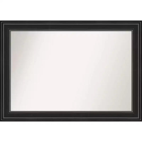 42" x 30" Non-Beveled Ridge Black Wall Mirror - Amanti Art