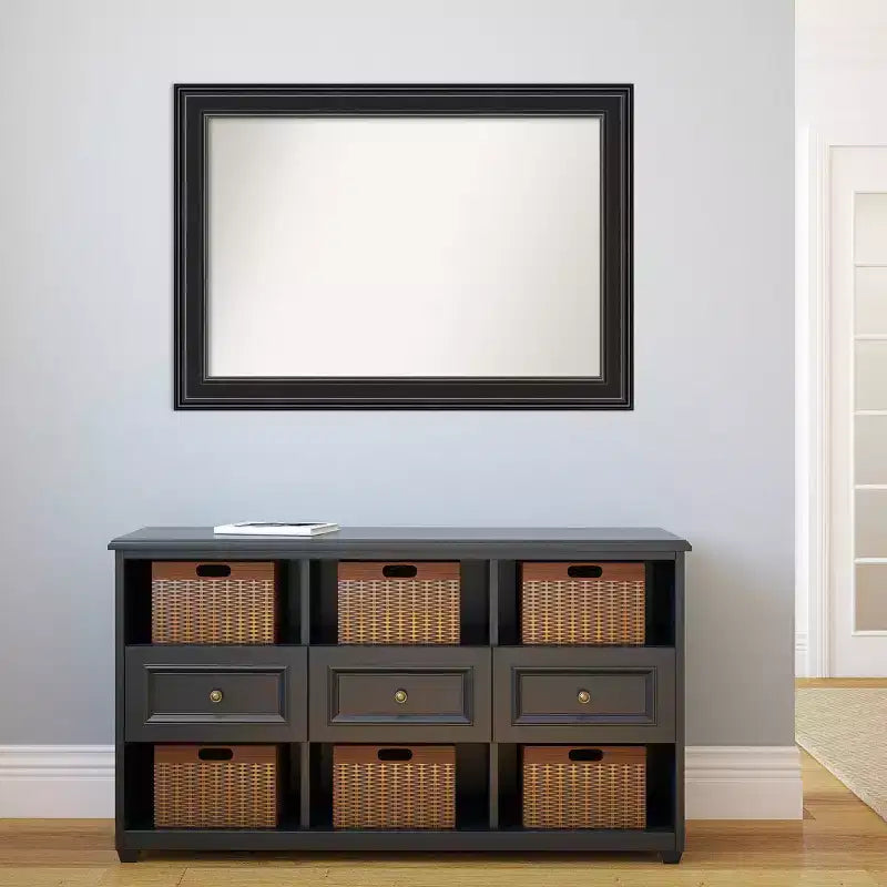 Specchio da parete nero 42" x 30" Non-Beveled Ridge - Amanti Art