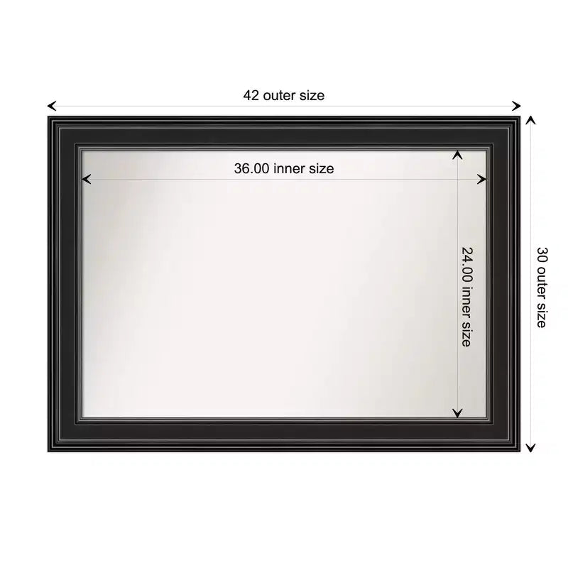 Specchio da parete nero 42" x 30" Non-Beveled Ridge - Amanti Art