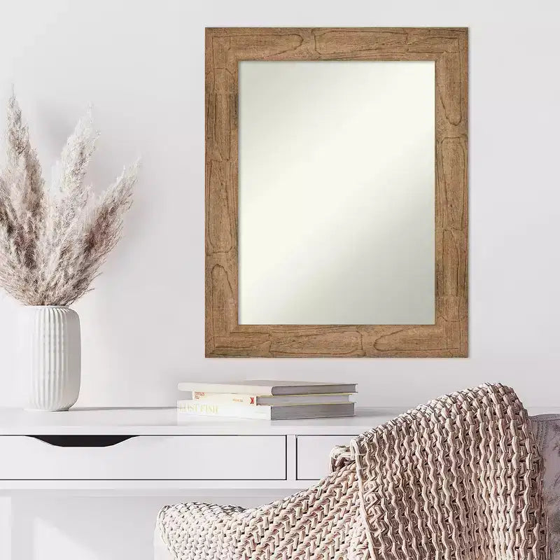 Specchio da parete in legno marrone gufo senza smussatura 24" x 30" - Amanti Art: rettangolare moderno, hardware di montaggio incluso
