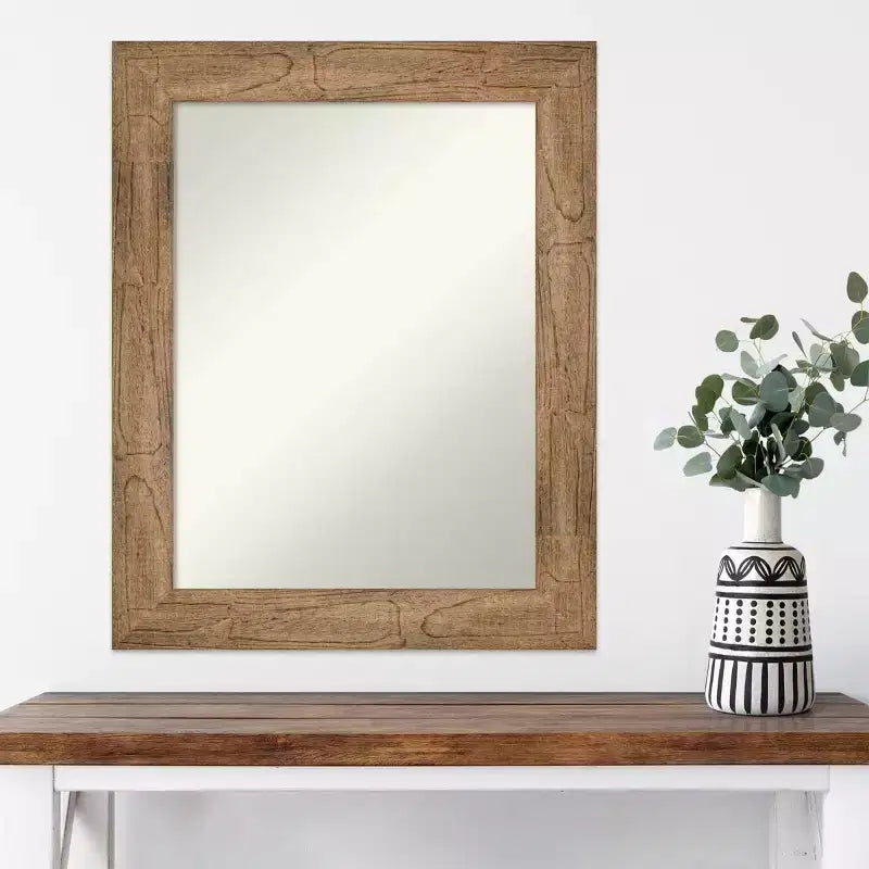 Specchio da parete in legno marrone gufo senza smussatura 24" x 30" - Amanti Art: rettangolare moderno, hardware di montaggio incluso