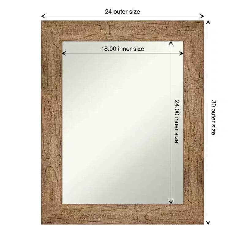 Specchio da parete in legno marrone gufo senza smussatura 24" x 30" - Amanti Art: rettangolare moderno, hardware di montaggio incluso