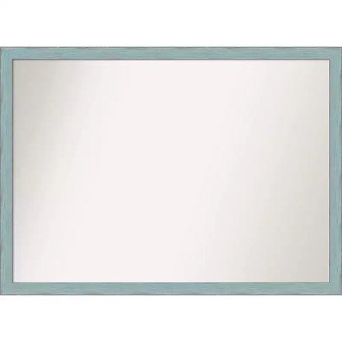 40" x 29" Non-Beveled Sky Blue Rustic Wood Wall Mirror - Amanti Art: Includes Mounting Hardware, Rectangle Shape