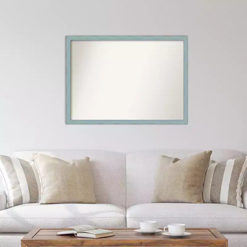 Specchio da parete rustico Amanti Art 40" x 29" in legno azzurro senza smussatura - include hardware di montaggio, forma rettangolare