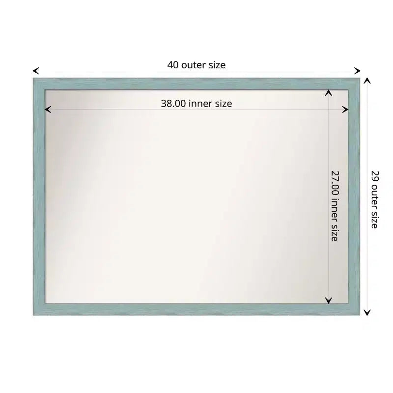 Specchio da parete rustico Amanti Art 40" x 29" in legno azzurro senza smussatura - include hardware di montaggio, forma rettangolare