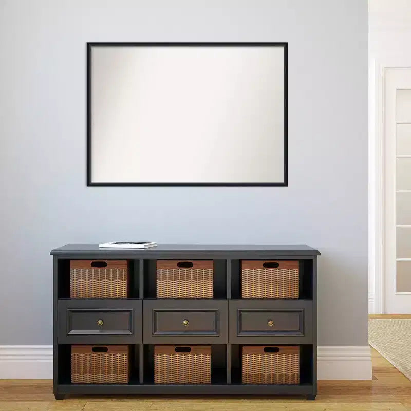 Specchio da parete in legno nero Lucie senza smussature 39" x 28" - Amanti Art