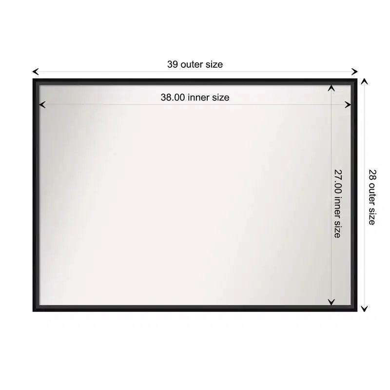 Specchio da parete in legno nero Lucie senza smussature 39" x 28" - Amanti Art