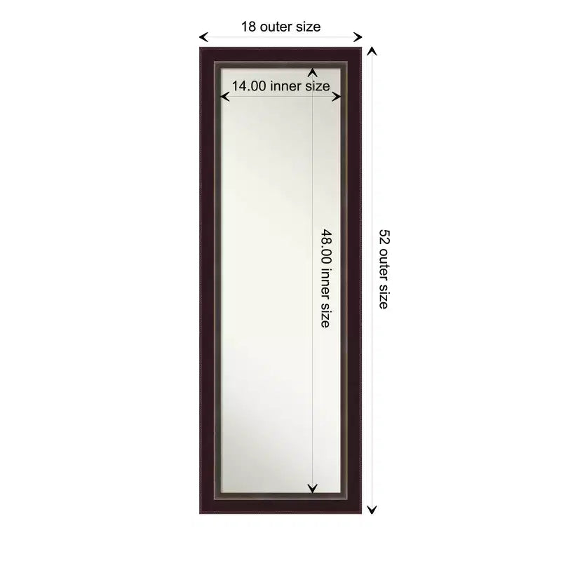 Specchio da porta 45,7 x 132 cm Signore Bronze non smussato in legno – Amanti Art: Da appendere alla porta, da parete