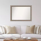 Specchio da parete Lyla Ornate Silver non smussato da 42" x 31" - Amanti Art: Grande rettangolare, decorativo, cornice in polistirolo