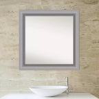 Specchio da parete per bagno Amanti Art con cornice a punta da 81 cm x 81 cm, non smussata, nichel lucido: moderno, quadrato, per mobile lavabo, include ferramenta per il montaggio