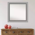Specchio da parete per bagno Amanti Art con cornice a punta da 81 cm x 81 cm, non smussata, nichel lucido: moderno, quadrato, per mobile lavabo, include ferramenta per il montaggio