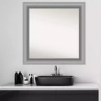 Specchio da parete per bagno Amanti Art con cornice a punta da 81 cm x 81 cm, non smussata, nichel lucido: moderno, quadrato, per mobile lavabo, include ferramenta per il montaggio