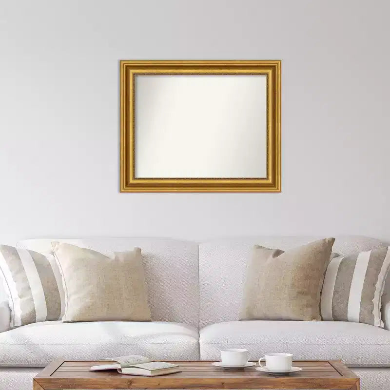 Specchio da parete 34" x 28" senza smussatura dorato per salotto - Amanti Art: Stile moderno, cornice in polistirolo, include ferramenta di montaggio