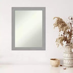 Specchio da parete 22" x 28" in nichel spazzolato non smussato - Amanti Art: Rettangolare moderno, include l'hardware per il montaggio