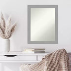 Specchio da parete 22" x 28" in nichel spazzolato non smussato - Amanti Art: Rettangolare moderno, include l'hardware per il montaggio