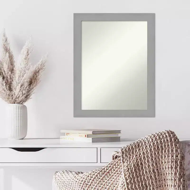 Specchio da parete 22" x 28" in nichel spazzolato non smussato - Amanti Art: Rettangolare moderno, include l'hardware per il montaggio