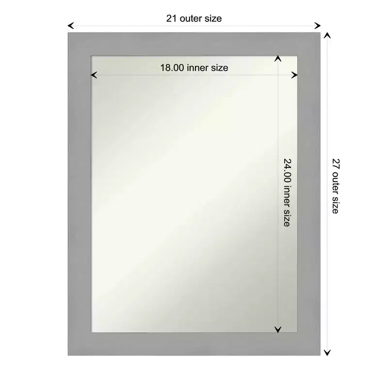 Specchio da parete 22" x 28" in nichel spazzolato non smussato - Amanti Art: Rettangolare moderno, include l'hardware per il montaggio
