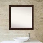 Specchio da parete per bagno stretto Amanti Art William Mottled Bronze senza smussatura 30" x 30": design quadrato moderno, cornice in polistirene