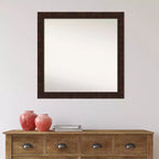 Specchio da parete per bagno stretto Amanti Art William Mottled Bronze senza smussatura 30" x 30": design quadrato moderno, cornice in polistirene