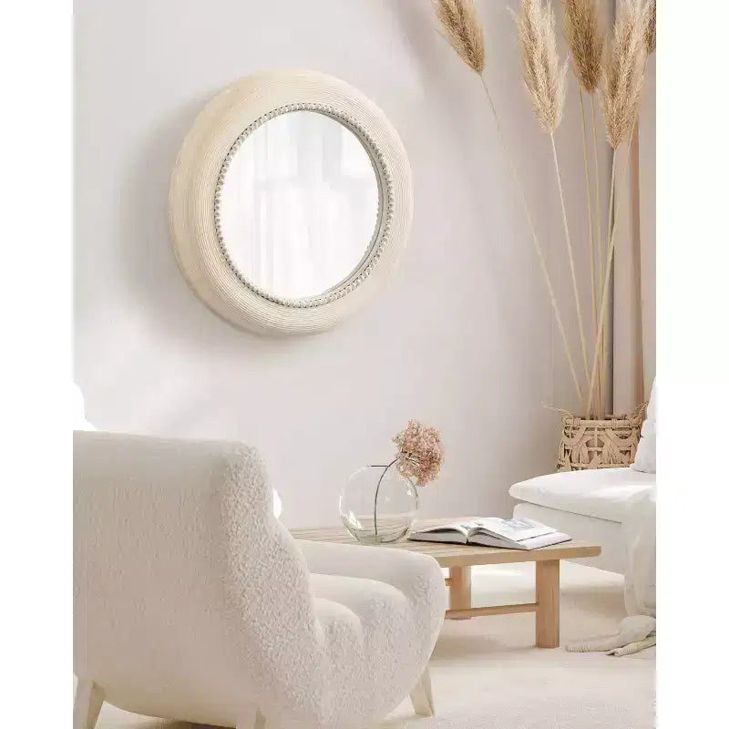 Specchio da parete rotondo Jonesport 26"x26" naturale