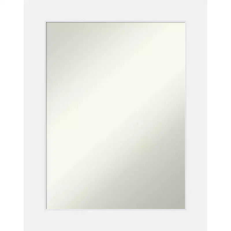23" x 29" Non-Beveled Corvino White Wood Wall Mirror - Amanti Art: Modern Rectangle, Includes Mounting Hardware