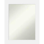 23" x 29" Non-Beveled Corvino White Wood Wall Mirror - Amanti Art: Modern Rectangle, Includes Mounting Hardware