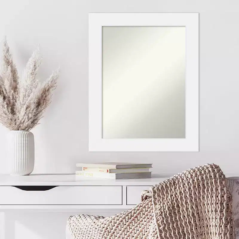 Specchio da parete Corvino bianco, in legno, senza bisello, 58 x 73 cm - Amanti Art: rettangolare moderno, include l'hardware per il montaggio