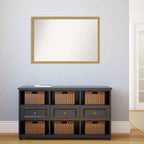 Specchio da parete stretto Grace 38" x 26" senza bordo spazzolato oro - Amanti Art: Rettangolare, montaggio a parete, cornice in polistirene