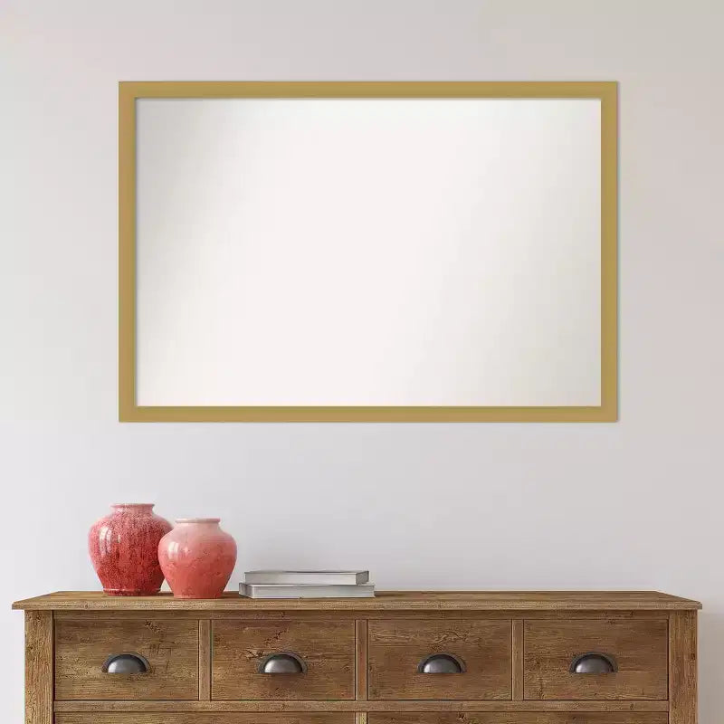 Specchio da parete stretto Grace 38" x 26" senza bordo spazzolato oro - Amanti Art: Rettangolare, montaggio a parete, cornice in polistirene