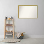 Specchio da parete stretto Grace 38" x 26" senza bordo spazzolato oro - Amanti Art: Rettangolare, montaggio a parete, cornice in polistirene
