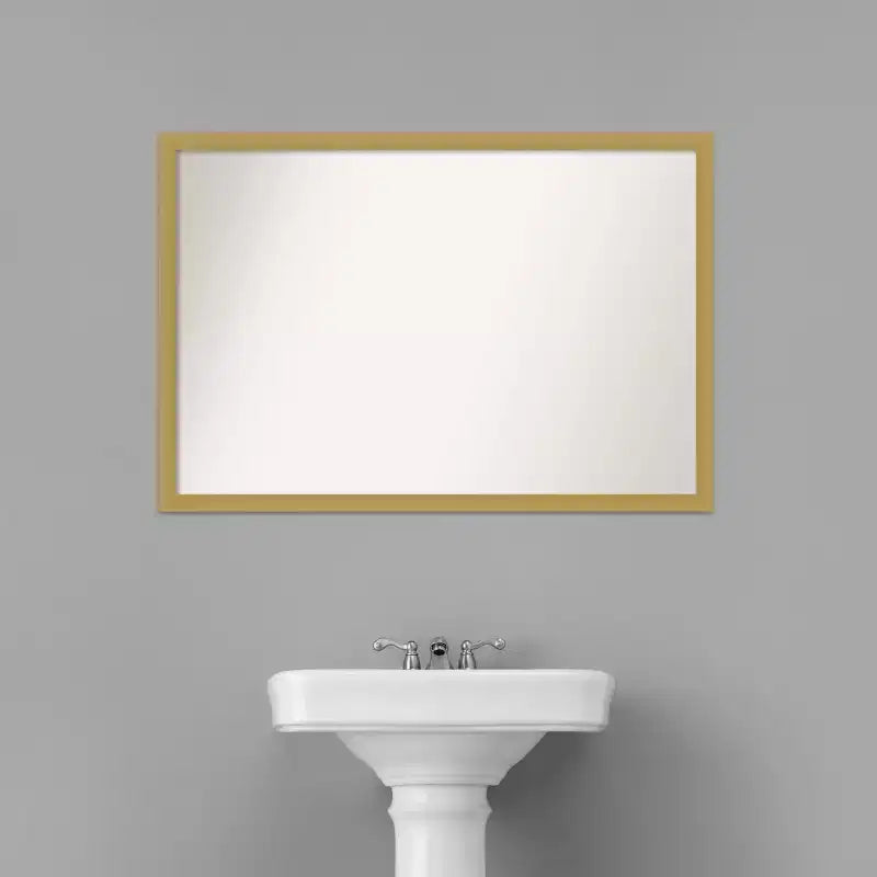 Specchio da parete stretto Grace 38" x 26" senza bordo spazzolato oro - Amanti Art: Rettangolare, montaggio a parete, cornice in polistirene