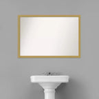 Specchio da parete stretto Grace 38" x 26" senza bordo spazzolato oro - Amanti Art: Rettangolare, montaggio a parete, cornice in polistirene