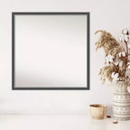 Specchio da parete sottile in EVA nero-argento senza smussatura 28"x28" - Amanti Art: Cornice quadrata moderna in polistirene, a parete