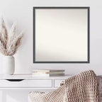 Specchio da parete sottile in EVA nero-argento senza smussatura 28"x28" - Amanti Art: Cornice quadrata moderna in polistirene, a parete