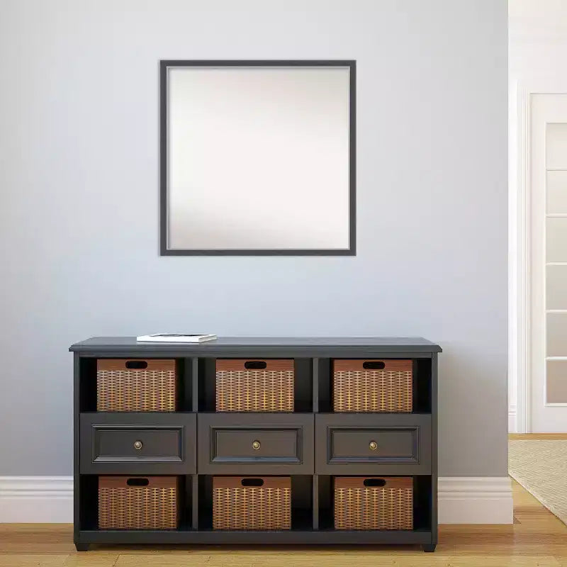 Specchio da parete sottile in EVA nero-argento senza smussatura 28"x28" - Amanti Art: Cornice quadrata moderna in polistirene, a parete