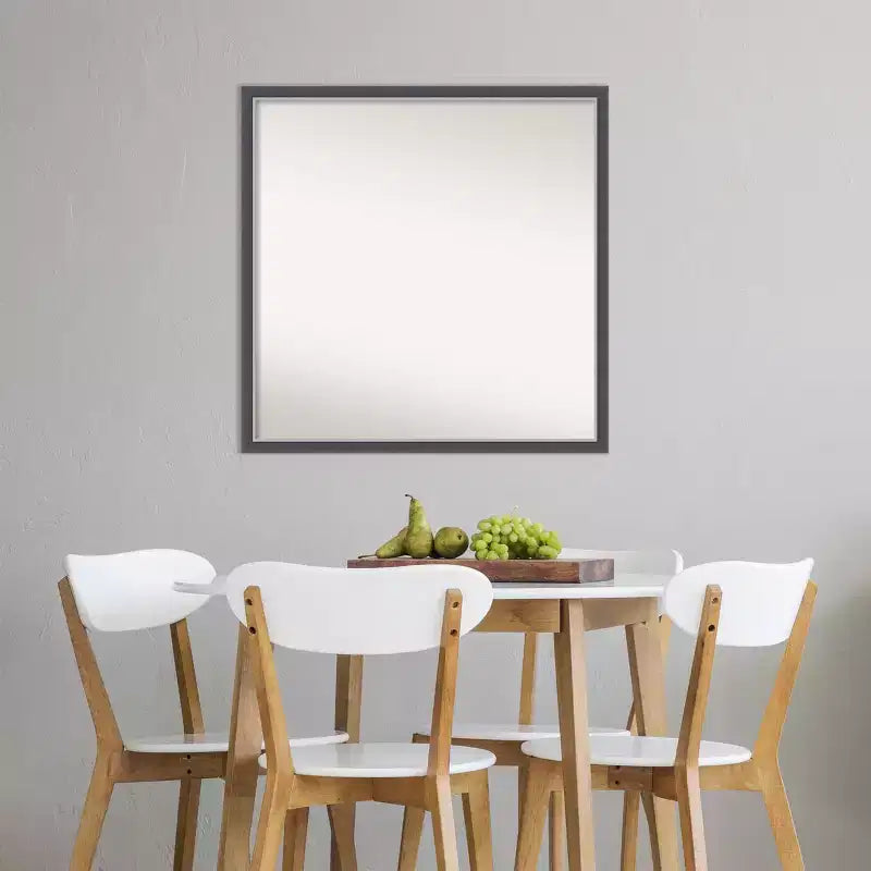 Specchio da parete sottile in EVA nero-argento senza smussatura 28"x28" - Amanti Art: Cornice quadrata moderna in polistirene, a parete